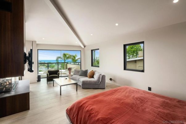 Bedroom, Interior, Recessed Lighting, Water, Wood Texture Flooring