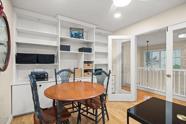 Home Office, Interior, Recessed Lighting, Wood Texture Flooring