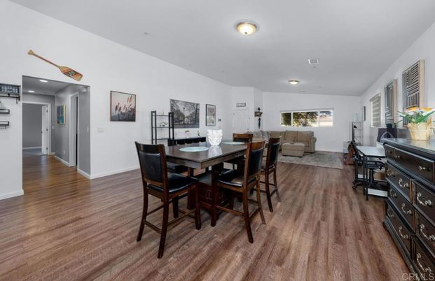 Dining room, Interior, Living room, Recessed Lighting, Wood Texture Flooring