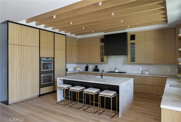 Interior, Kitchen, Recessed Lighting, Stainless Steel Appliances, Wooden Ceilings, Wood Texture Flooring