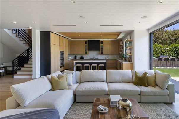 Interior, Kitchen, Living room, Recessed Lighting, Stainless Steel Appliances, Wood Texture Flooring