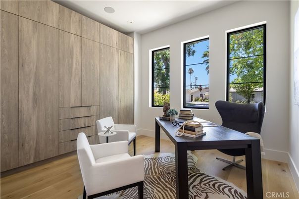 Home Office, Interior, Recessed Lighting, Wood Texture Flooring