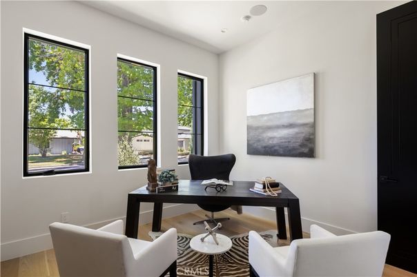 Home Office, Interior, Recessed Lighting, Wood Texture Flooring