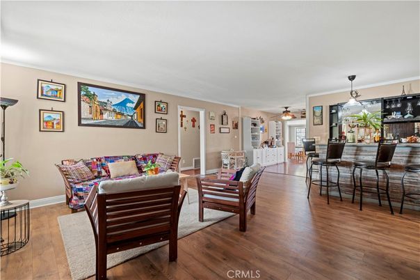Dining room, Interior, Living room, Pendant Lights, Wood Texture Flooring
