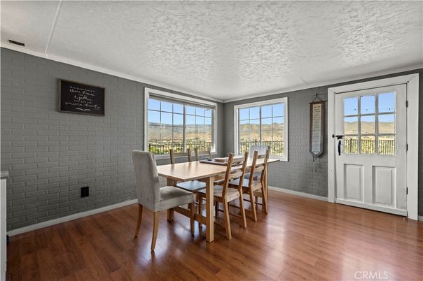 Dining room, Interior, Stone Walls, Wood Texture Flooring