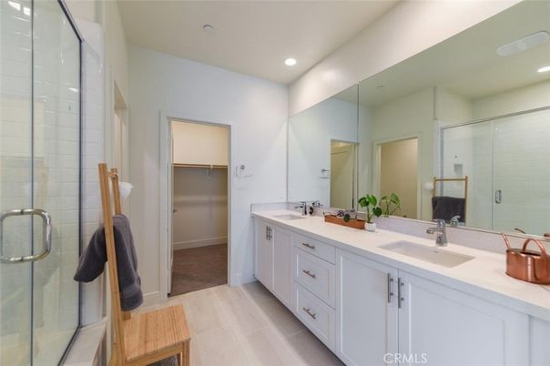 Bathroom, Dual Sink Vanities, Glass Shower, Interior, Recessed Lighting