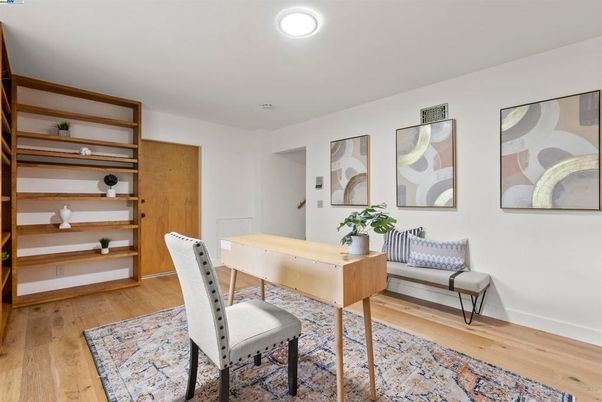 Home Office, Interior, Recessed Lighting, Wood Texture Flooring