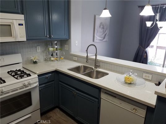 Interior, Kitchen, Pendant Lights, Stainless Steel Appliances, Wood Texture Flooring