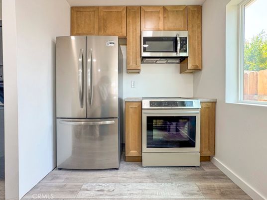Interior, Kitchen, Stainless Steel Appliances, Wood Texture Flooring