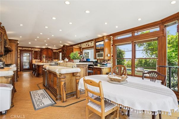 Dining room, Interior, Kitchen, Recessed Lighting, Tile Countertops, Wood Texture Flooring