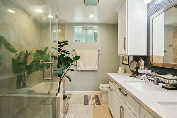 Bathroom, Dual Sink Vanities, Glass Shower, Interior, Recessed Lighting