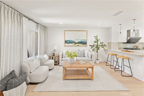 Interior, Kitchen, Living room, Pendant Lights, Recessed Lighting, Stainless Steel Appliances, Wood Texture Flooring