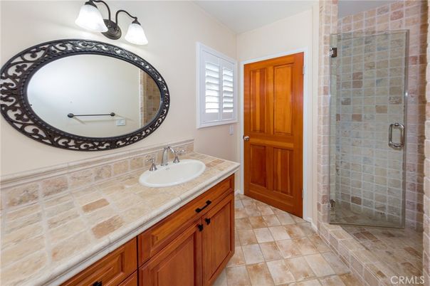 Bathroom, Dual Sink Vanities, Glass Shower, Interior, Tile Countertops