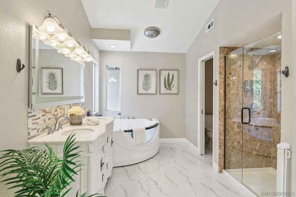 Bathroom, Glass Shower, Interior, Marble, Recessed Lighting