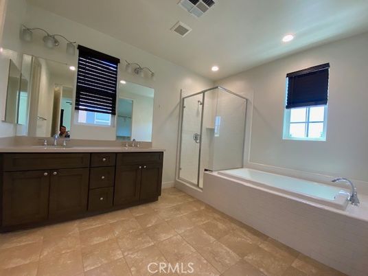 Bathroom, Dual Sink Vanities, Glass Shower, Interior, Recessed Lighting