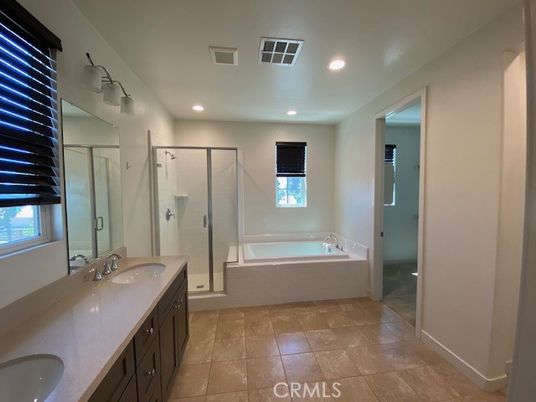 Bathroom, Dual Sink Vanities, Glass Shower, Interior, Recessed Lighting