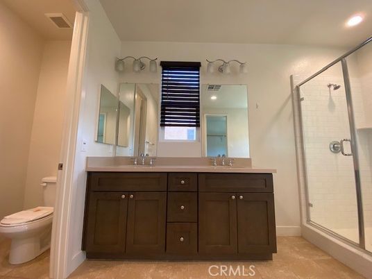 Bathroom, Dual Sink Vanities, Glass Shower, Interior, Recessed Lighting