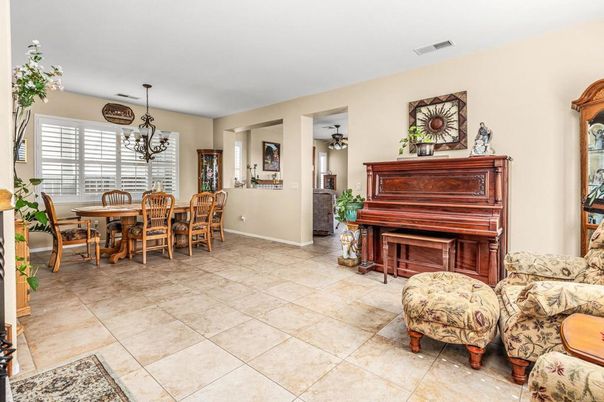 Chandelier, Dining room, Interior, Pendant Lights, Piano