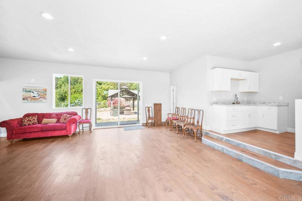 Dining room, Interior, Kitchen, Living room, Recessed Lighting, Wood Texture Flooring