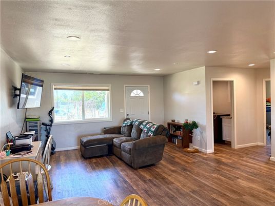 Home Office, Interior, Living room, Recessed Lighting, Wood Texture Flooring