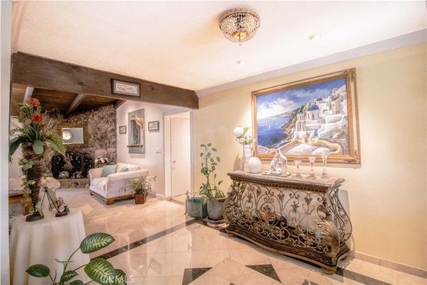 Fireplace, Interior, Living room, Recessed Lighting, Stone Walls