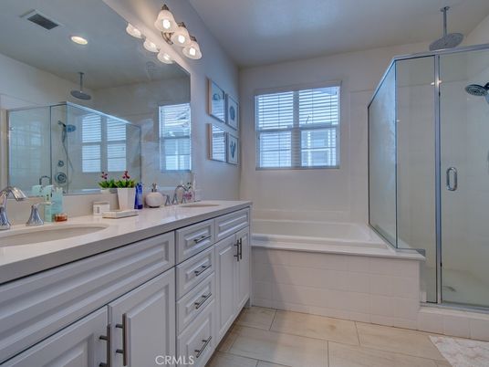 Bathroom, Dual Sink Vanities, Glass Shower, Interior, Recessed Lighting