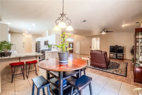 Dining room, Interior, Kitchen, Living room, Pendant Lights, Recessed Lighting, Wood Texture Flooring