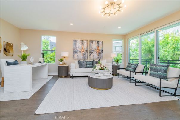 Interior, Living room, Recessed Lighting, Wood Texture Flooring