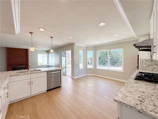 Interior, Kitchen, Pendant Lights, Recessed Lighting, Wood Texture Flooring