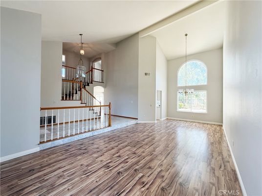 Empty room, Interior, Pendant Lights, Wood Texture Flooring