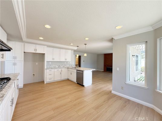 Interior, Kitchen, Pendant Lights, Recessed Lighting, Wood Texture Flooring