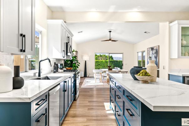 Dining room, Interior, Kitchen, Recessed Lighting, Stainless Steel Appliances, Wood Texture Flooring