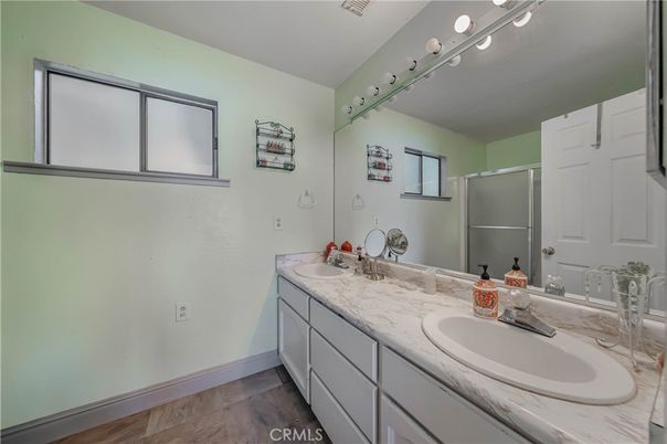 Bathroom, Dual Sink Vanities, Interior, Wood Texture Flooring