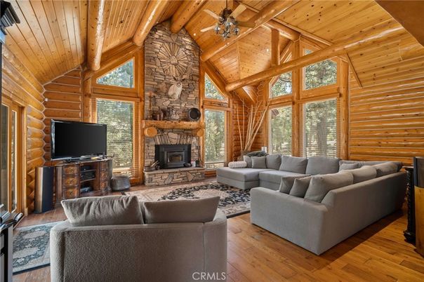 Fireplace, Interior, Living room, Stone Walls, Wooden Beams, Wooden Ceilings, Wood Texture Flooring, Wooden Walls