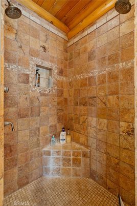 Bathroom, Interior, Stone Walls, Wooden Ceilings