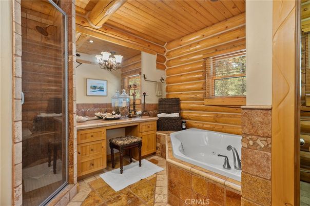 Bathroom, Chandelier, Interior, Wooden Beams, Wooden Ceilings, Wooden Walls
