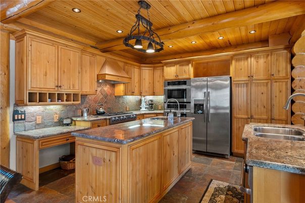 Interior, Kitchen, Recessed Lighting, Stainless Steel Appliances, Wooden Beams, Wooden Ceilings