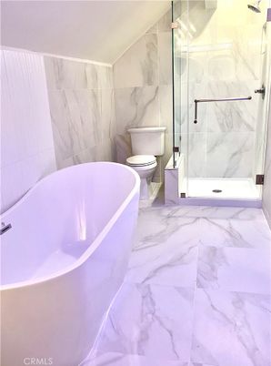 Bathroom, Free Standing Baths, Glass Shower, Interior, Marble, Marble Walls