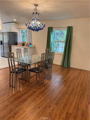 Chandelier, Dining room, Interior, Kitchen, Recessed Lighting, Wood Texture Flooring