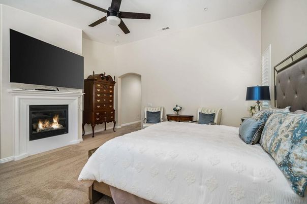 Bedroom, Fireplace, Interior