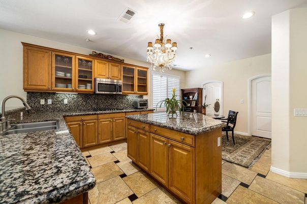 Chandelier, Interior, Kitchen, Recessed Lighting, Stainless Steel Appliances