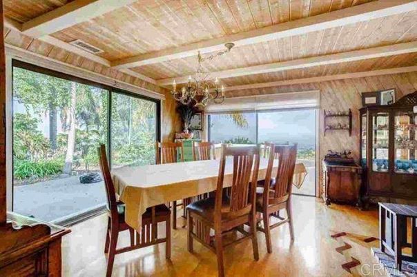 Chandelier, Dining room, Interior, Wooden Beams, Wooden Ceilings, Wood Texture Flooring