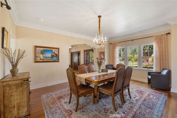 Chandelier, Dining room, Interior, Wood Texture Flooring