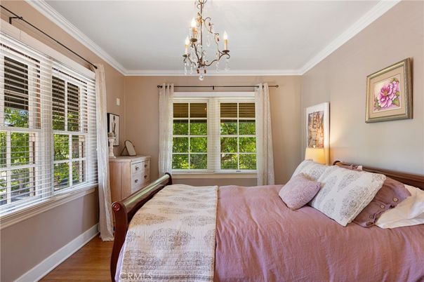 Bedroom, Chandelier, Interior, Wood Texture Flooring