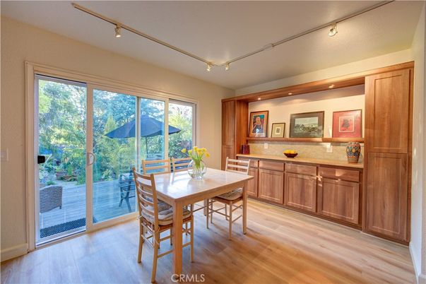 Dining room, Interior, Recessed Lighting, Wood Texture Flooring