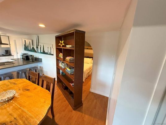 Dining room, Interior, Kitchen, Recessed Lighting, Wood Texture Flooring