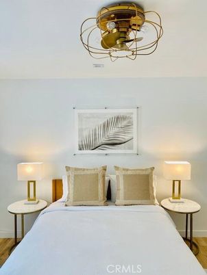 Bedroom, Chandelier, Interior, Wood Texture Flooring