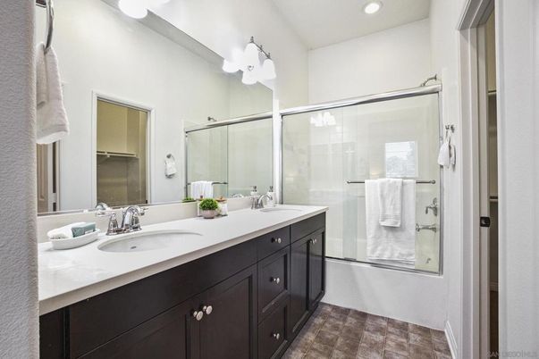 Bathroom, Dual Sink Vanities, Glass Shower, Interior, Recessed Lighting