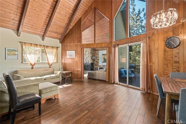 Dining room, Fireplace, Interior, Living room, Pendant Lights, Wooden Beams, Wooden Ceilings, Wood Texture Flooring, Wooden Walls