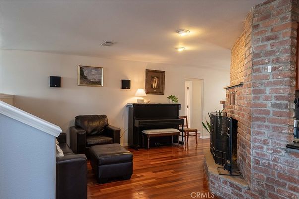 Fireplace, Interior, Piano, Stone Walls, Wood Texture Flooring